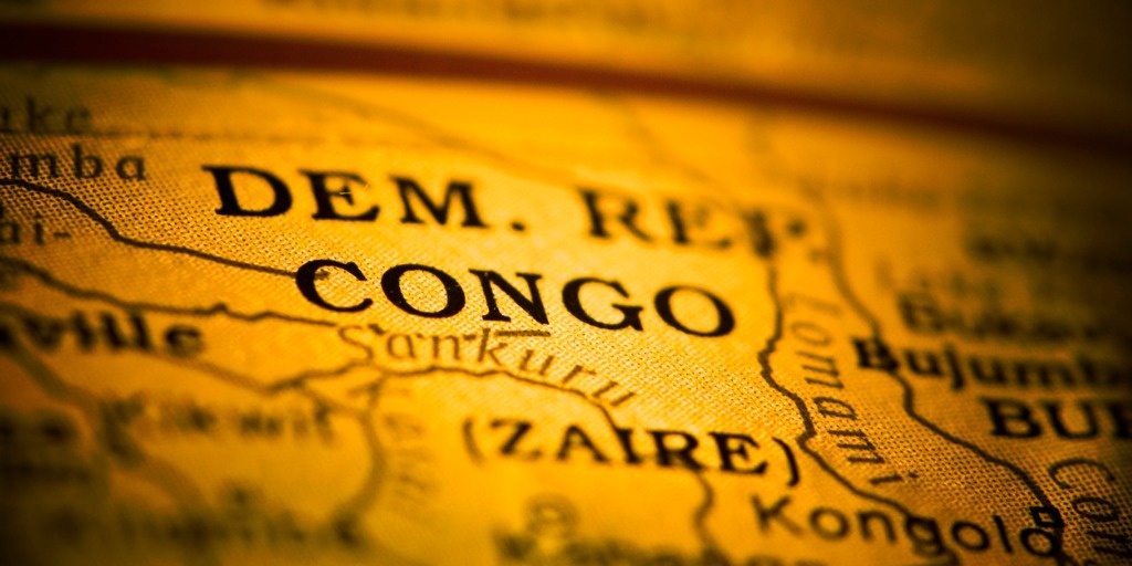 Closeup view of a map of the DRC